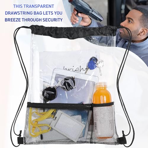 Riakrum 5-Pack Clear Drawstring Bags Stadium Approved, 16.9 x 13.4 in