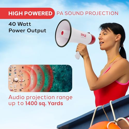 Megaphone Bullhorn Speaker with Siren - 40 Watts, 1400 Yards