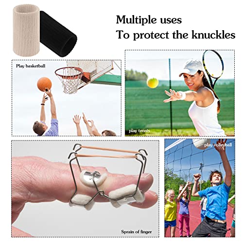 20 Pcs Elastic Sport Finger Sleeves Protectors - Black & Light Skin Tone