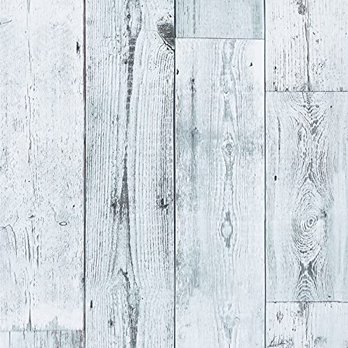 WENMER 17.71" x 118" Grey White Wood Contact Paper Wallpaper Wood Peel and Stick Wallpaper Self Adhesive Removable Wallpaper Vintage Wood Wallpaper for Countertop Cabinet Shelf Drawer Door