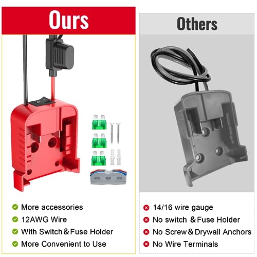 1 Pack Power Wheel Adapter Compatible with Milwaukee 18V Battery Adapter Power Wheel Battery Converter Kit with Fuse & Switch & Wire Terminals & 12 AWG Wire for DIY RC Car Toys Robotics