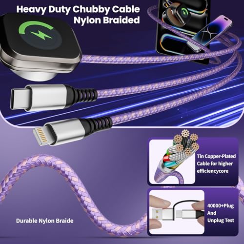 3-in-2 Multi Charging Cable for iPhone & iWatch - 5FT