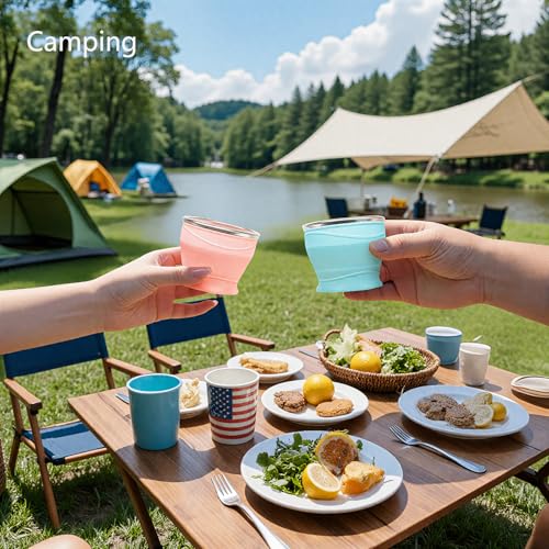 Collapsible Cup with Lid - 6oz Mini Silicone Folding Travel Cup - Sakura Pink