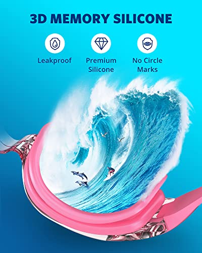 Swim Goggles for Adults & Youth - No Leak Full Protection - Rose Red