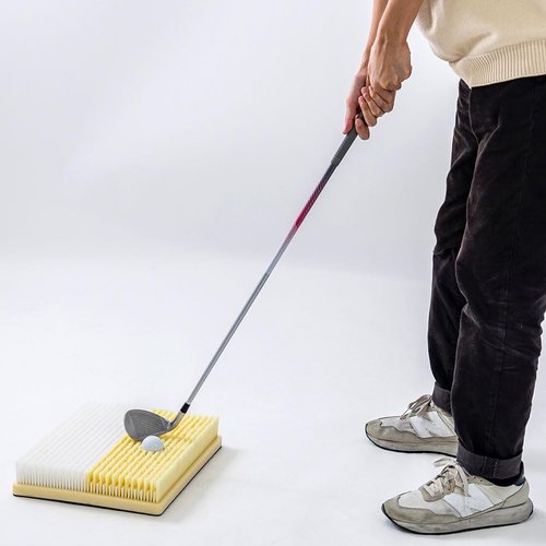 Japard Golf Practice Mat Bunker with Handle Dual Mode Sand Trap Trainer with Shallow & Deep Pit Simulation, 15.5" x 11.6'' Portable Hitting Mat for Indoor Outdoor Men