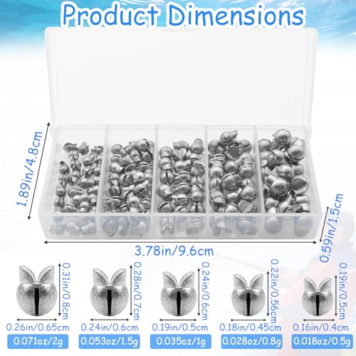 Split Shot Fishing Weights Sinkers - 150 Pcs Open Mouth Design
