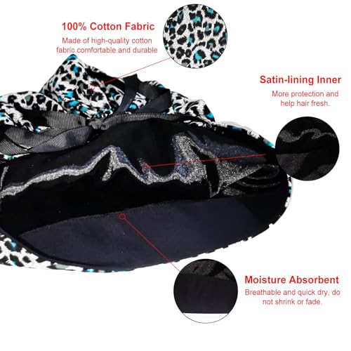 Adjustable Scrub Cap with Silky Inner Lining and Buttons - Teeth Print