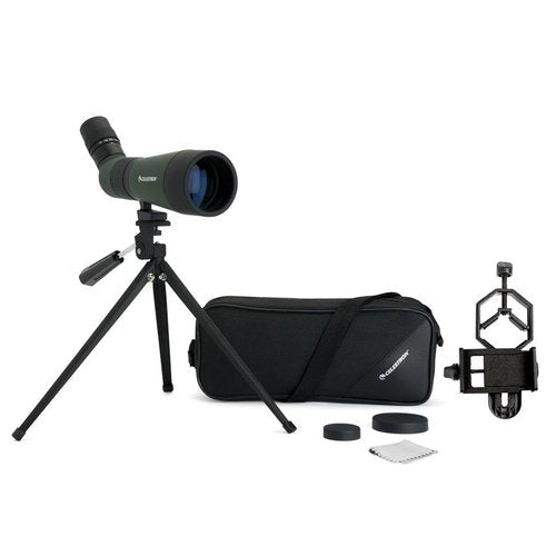 Celestron – LandScout 60mm Angled Spotting Scope – Fully Coated Optics – 12–36x Zoom Eyepiece – Rubber Armored – Tabletop Tripod and Smartphone Adapter