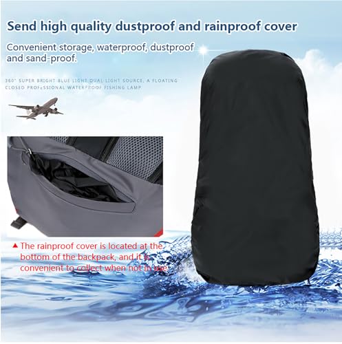 Bseash 60L Waterproof Hiking Backpack with Rain Cover – Black Large Daypack for Camping