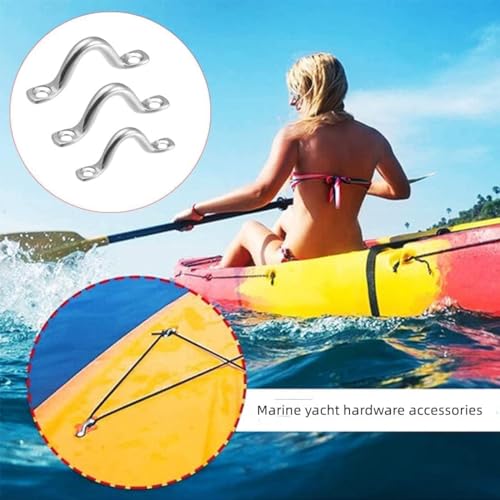 Stainless Steel Pad Eye Straps - 10 Pcs with Screws, 53mm Length