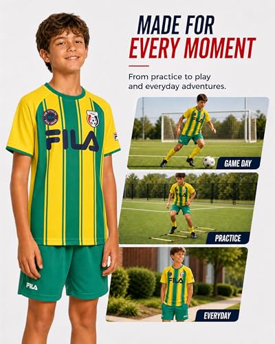Boys Soccer Jersey Shirt - Athletic Mesh Tee, Size 18-20, Yellow Brazil
