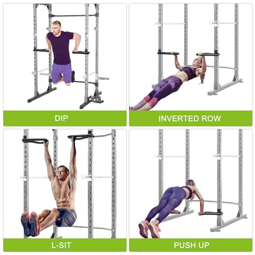 Dip Bar Attachment for 2x2 Power Rack - Solid Steel, Multi Grip Handle