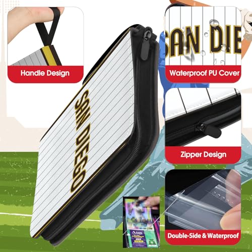 San Diego Baseball Card Binder with 900 Pockets - Collectible Trading Card Album, 3 Ring Storage Book for Sports Cards, Brown