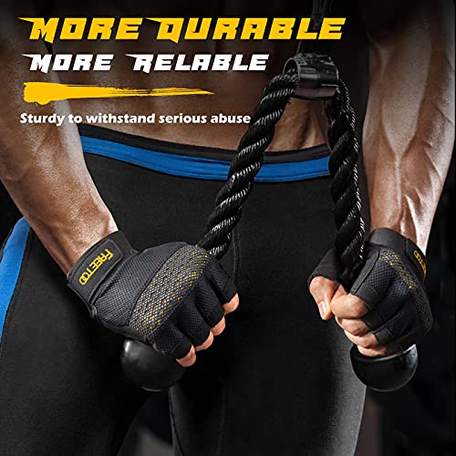 Fingerless Workout Gloves for Men - Padded Palm Protection, Black, Large