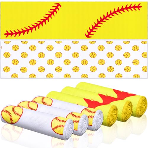Microfiber Cooling Towels for Sports - 6 Pack, Softball Print, 40 x 12 Inch