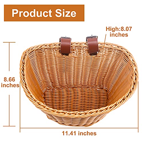 Woven Plastic Bike Basket - Front D-Shaped Handlebar Storage Brown