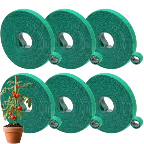 6 Rolls Garden Tie Tape, 196.8 Ft Lawn Plant Ties, Reusable Plant Garden Ties, 1/2''Plant Tape for Climbing Plants, Adjustable Plant Straps for Gardening, Home, Office (196.8 Feet)