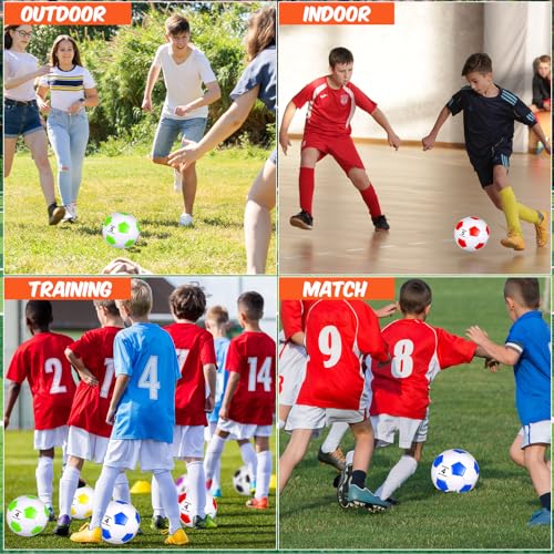 Glimin 6 Pack Colorful Size 5 Soccer Balls with Pumps - Deflated for Training & Gifts
