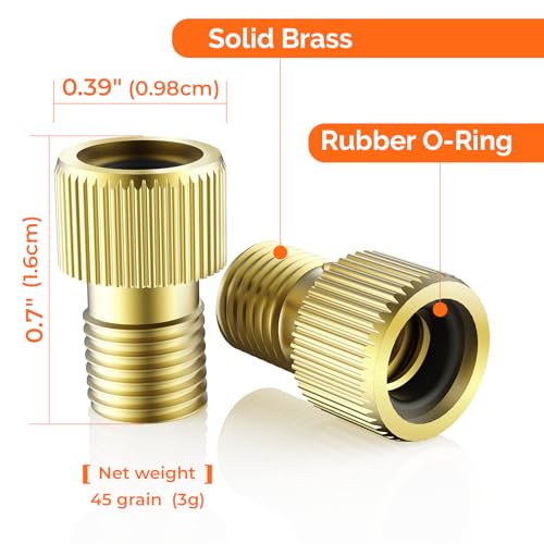 Presta to Schrader Valve Adapter Set - 4 Brass Adapters & Caps