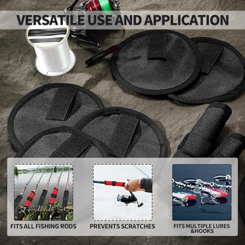 Creztail 6pcs Fishing Hook Covers 5.9in Roll-Up Lure Wraps, Black