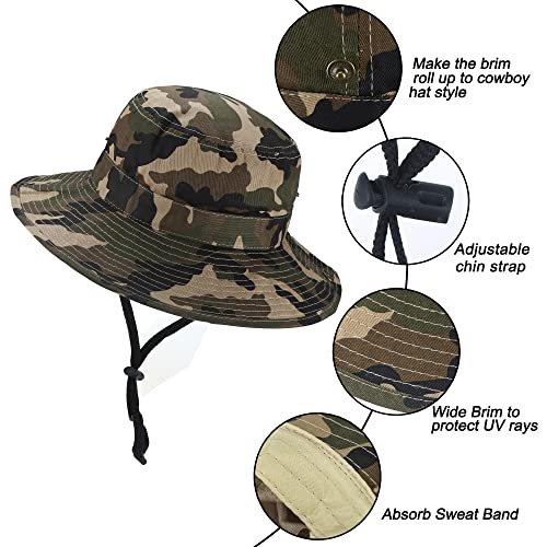 Kids Camouflage Bucket Hat with Drawstring - 4-8 Years