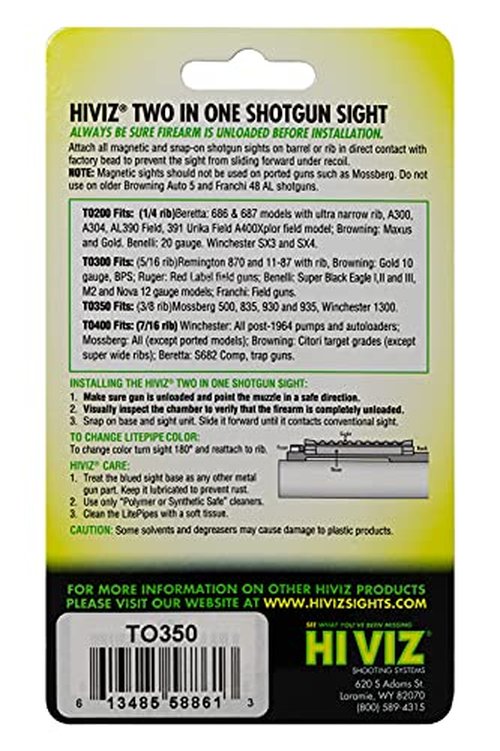 HIVIZ unisex adult Shotgun HIVIZ Sight Systems Magnetic Combo Sight 330 to 355 , Green & Orange, One Size US