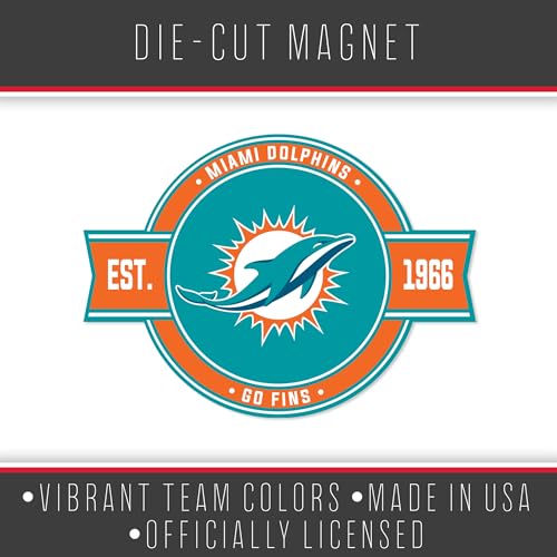 Miami Dolphins NFL Badge Magnet - Durable Car & Fridge Accessory