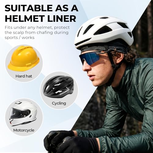 ROCKBROS Cycling & Motorcycle Helmet Liner Skull Cap - Cooling Breathable Headwear for Men Women, Black/Grey/Blue