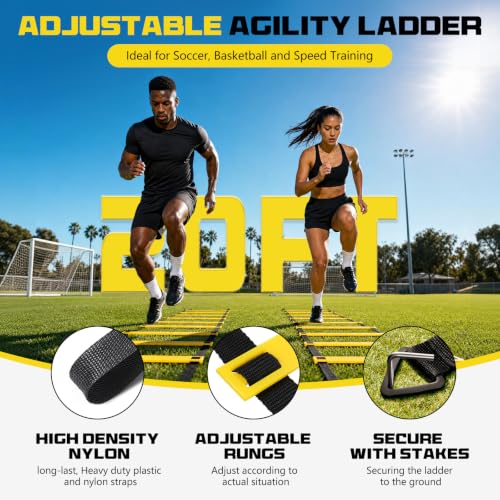2-Pack Adjustable 20ft Agility Ladders with 12 Cones & Carry Bag
