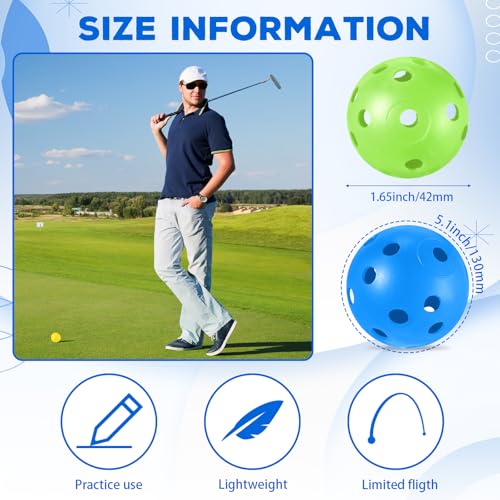 24 Pack Multicolor Practice Golf Balls - Limited Flight Plastic Training Balls