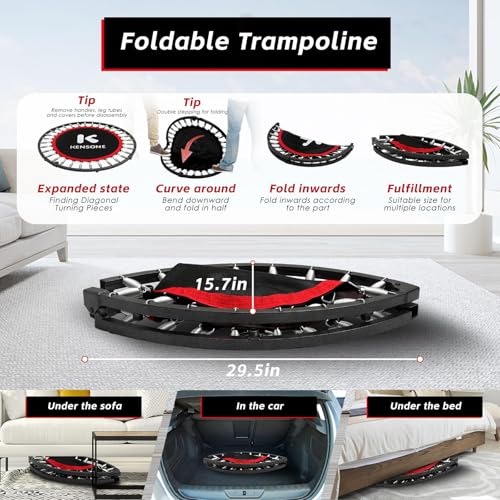 40"/48" Foldable Mini Rebounder Trampoline for Adults - Black