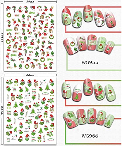 3D Christmas Nail Art Stickers - 6 Sheets Self-Adhesive - A4