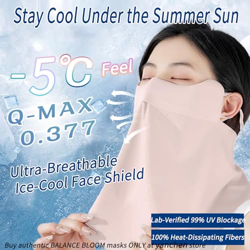 UV Sun Protection Face Mask with Neck Coverage - Pink