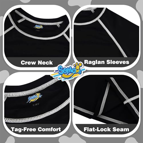 Boys Rash Guard Swim Shirt - Short Sleeve, UPF 50, Black, 12-14 Years