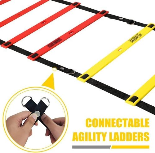 POWER GUIDANCE Agility Ladder (20 Feet) with Cones for Speed Agility Training & Quick Footwork Exercise - Soccer & Football Training Equipment for Adults, Youth & Kids (Yellow)