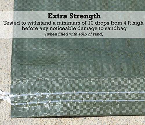 Military Grade Olive Drab Sandbags - 14" x 26" - Pack of 15
