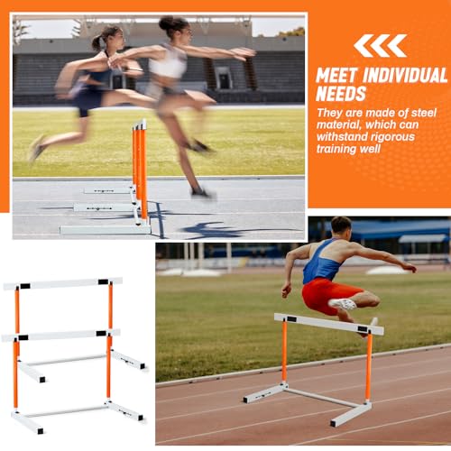 Adjustable Track and Field Hurdles Set - 30 to 42 Inch, Orange - 2 Pcs