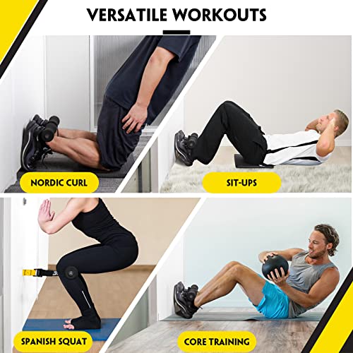 Nordic Hamstring Curl Strap with Pad - Yellow, Holds 420 lbs