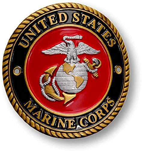 U.S. Marine Corps Hiking Stick Medallion - Brass Enamel Badge for Trekking Poles