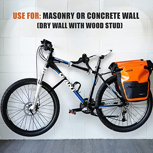 Ibera Horizontal Bike Wall Mount Hanger - Adjustable Frame Holder for Road MTB Hybrid & Kids Bikes - 1 Pack