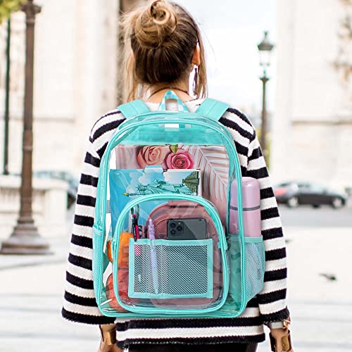 KLFVB 3PCS Clear Green Backpack See-Through Bookbag - 16x12x6 in (Fg Clear Green)