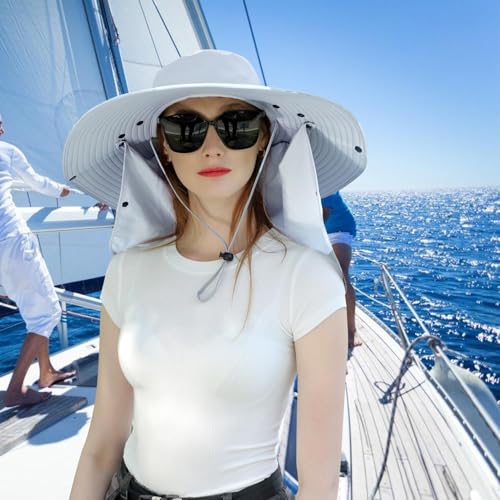 Men Women Safari Bucket Hat with Face Cover and Neck Flap Sun Protection
