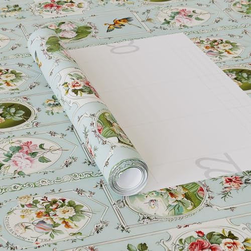 Yancorp 17.3"x118.1" Retro Peel and Stick Wallpaper Floral Contact Paper Self Adhesive Vinyl Removable Boho Decorative Contact Paper for Kitchen Cabinets, Furniture, Bedroom, Bathroom and Walls