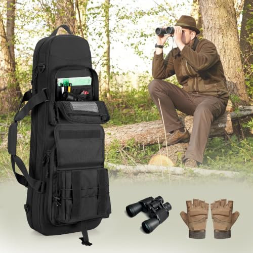 DSLEAF 28-Inch Double Short Barrel Rifle Case Black Soft Tactical Gun Bag Backpack