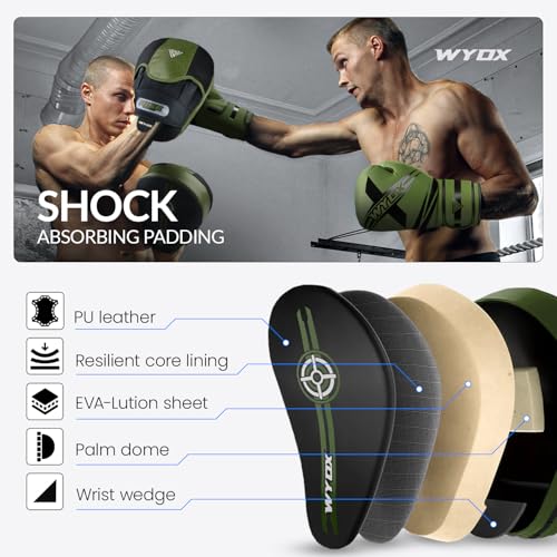 WYOX Boxing Focus Mitts with Shock Absorption, Ventilated Mesh & Wrist Support