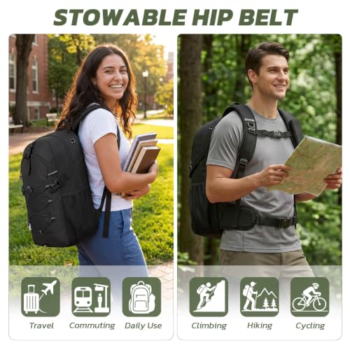 TILYMOL 30L Travel Hiking Backpack with Hydration System - Black