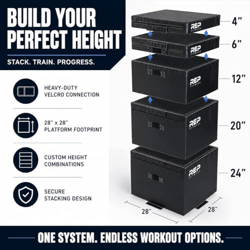 Adjustable Soft Foam Plyo Box Set - 12 Inch for Home Gym