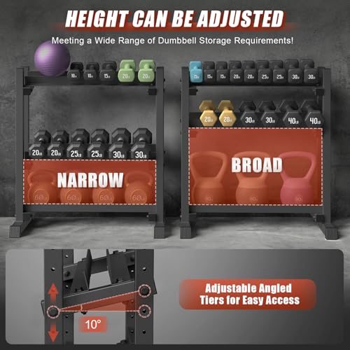 Adjustable Dumbbell Rack Stand - 1100LBS Capacity, 34 x 18.7 x 36 Inches