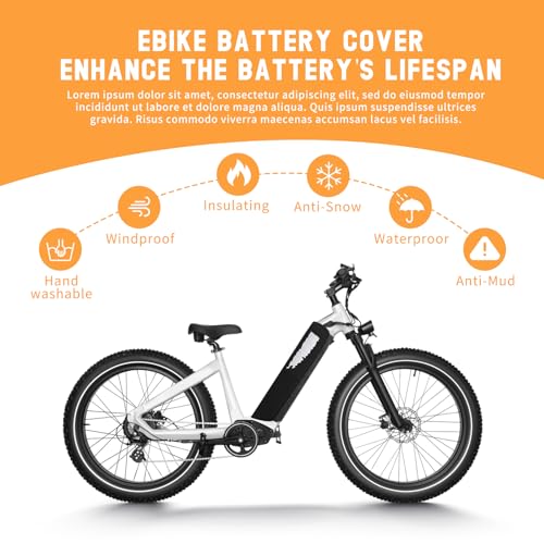 Waterproof E-Bike Battery Cover for Fat Tire Bikes - Neoprene