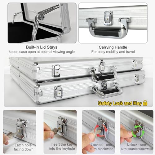 Large Aluminum Locking Tabletop Display Case - 34"x22" Showcase for Cards & Collectibles